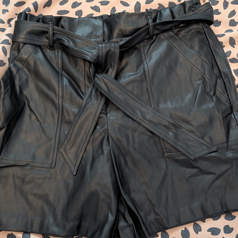 Calvin Klein Black High Waist Leather Shorts